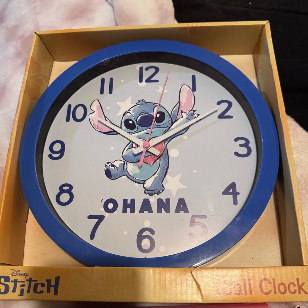 Disney Stitch Blue and Pink Wall Clock